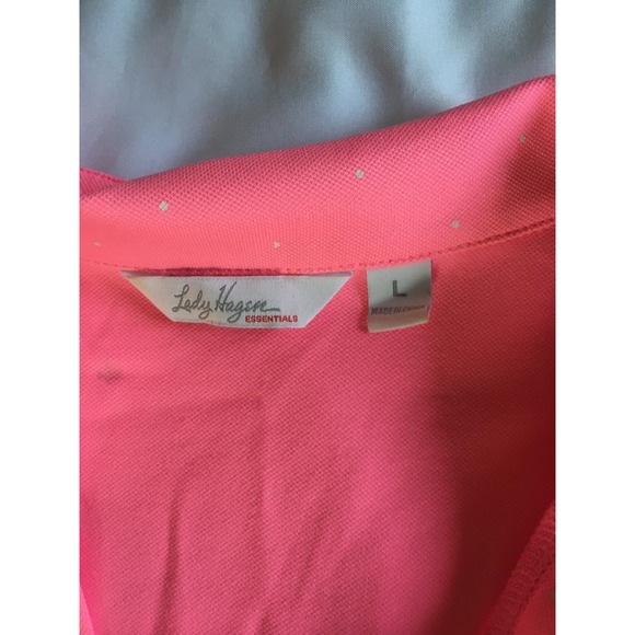 Lady Hagen Essentials Polo Shirt Womens Large Pink Sleeveless Golf V Neck Dotted - Picture 5 of 11